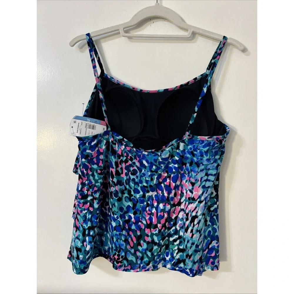 Swim‎ Solutions Watercolor wireless Tankini Top Size 16 V-Neck Swimsuit New $62 - Picture 3 of 7